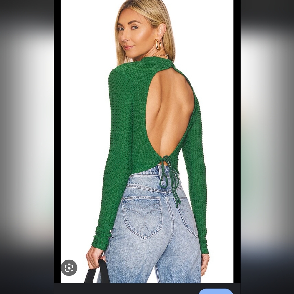 NWT Astr Emerald Green Kae Open Back Knit Top Size Large